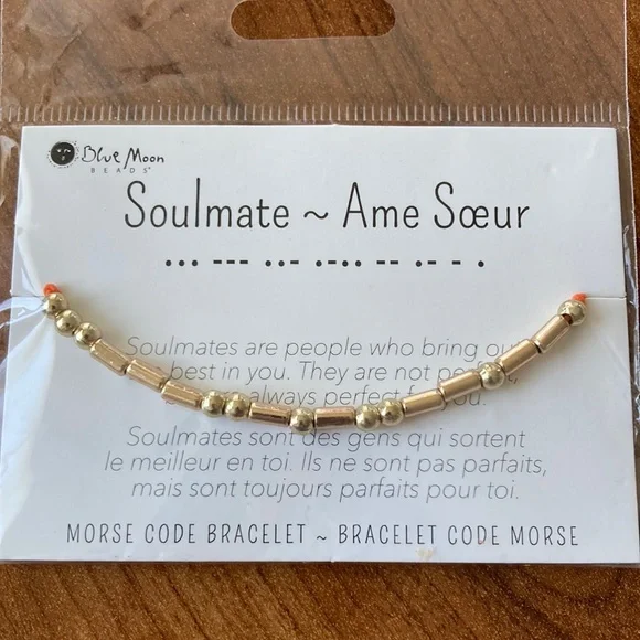 Blue Moon Beads Jewelry Nwt Gold Morse Code Soulmate Ame Sur